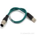 Adaptateur mâle RJ45 à M12 4 broches Connecteur codé D